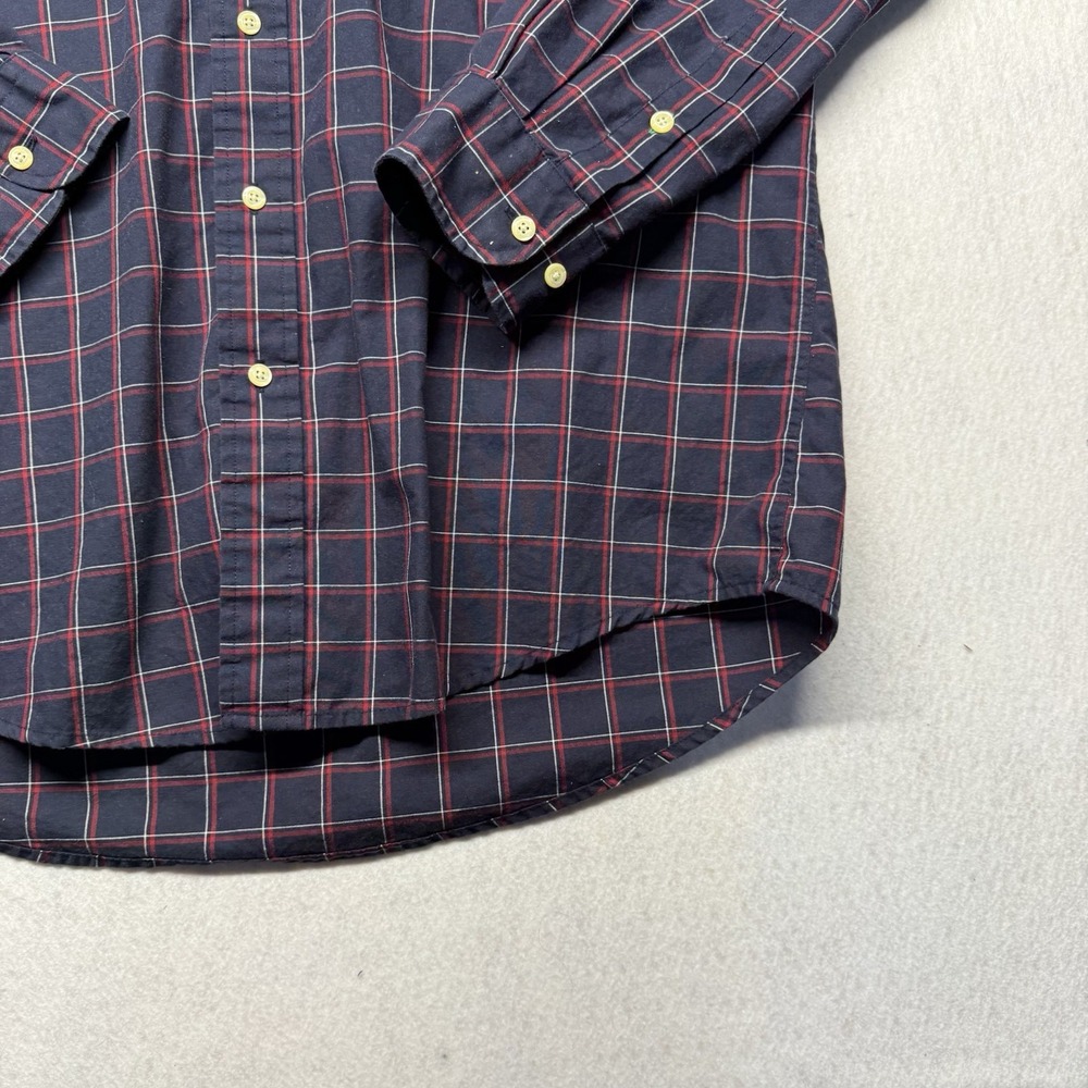 Tommy Hilfiger Shirt Mens XL  Blue Plaid Button Down Long Sleeve Flag Logo VTG - Picture 8 of 16